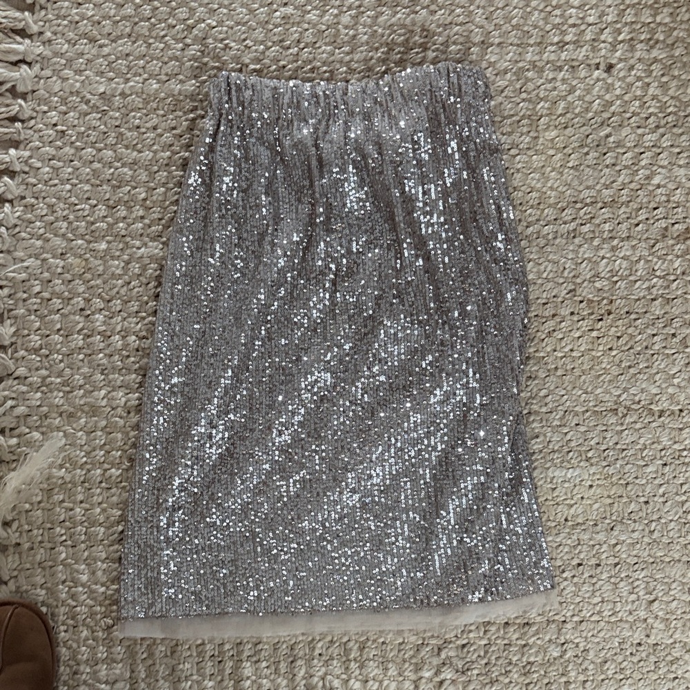 Pomandere Silver Sequin Skirt